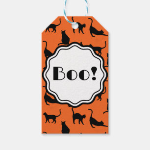 Etiquetas Para Regalos Gatos negros de Boo Naranja de la fiesta de Hallow