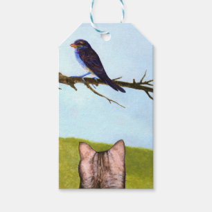 Etiquetas Para Regalos Gatos Tabby Hablan con Pájaros