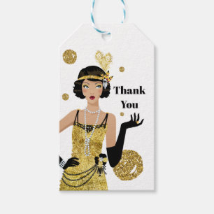 Etiquetas Para Regalos Gatsby, chica de flapper de 1920, Art Deco
