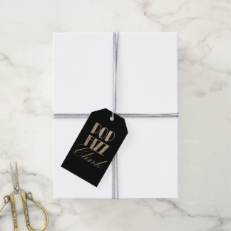 Etiquetas Para Regalos Gatsby fiesta Gold y Black Pop Fizz Clink