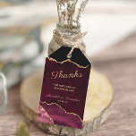 Etiquetas Para Regalos Geode de la Agate de Oro de Borgoña Gracias Boda<br><div class="desc">Burgundy Agate Geode purpurina de oro gracias boda etiqueta de regalo</div>