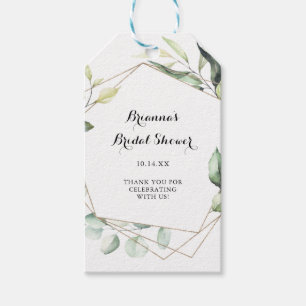 Etiquetas Para Regalos Geometric Elegant Gold Greenery Bridal Shower