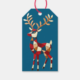 Etiquetas Para Regalos Geometric Wooden Block Reindeer Gift Tags