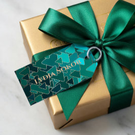Etiquetas Para Regalos Geométrico personalizado en azul turquesa y dorado