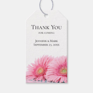 Etiquetas Para Regalos Gerbera rosa Daisies Boda de fotografía elegante