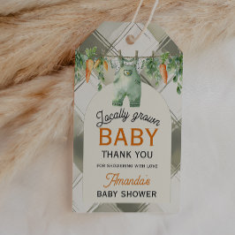 Etiquetas Para Regalos Gingham Clothesline Baby Shower de crecimiento loc