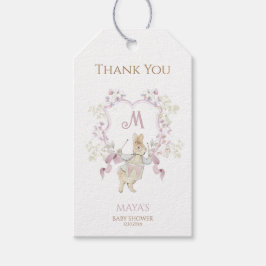 Etiquetas Para Regalos Gingham Peter the Rabbit Pink Monograma Baby Showe