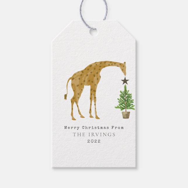 Etiquetas Para Regalos Giraffe Christmas Tree (Anverso)