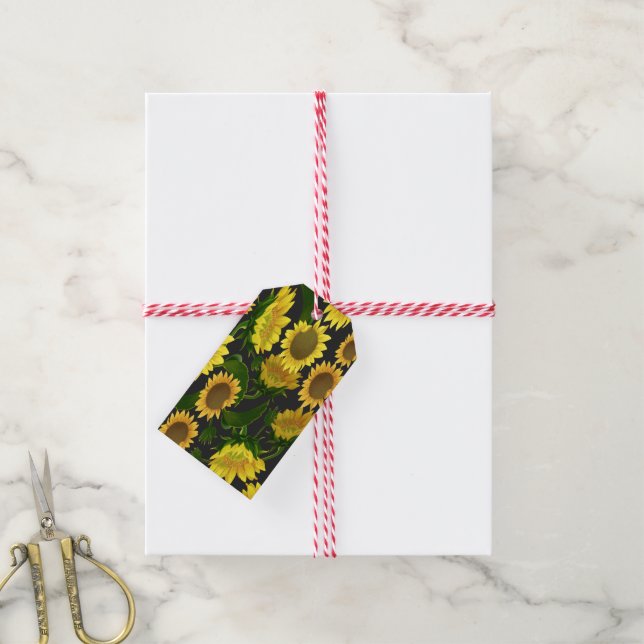 Etiquetas Para Regalos Girasol (Con cuerda)