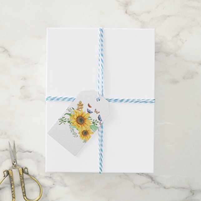 Etiquetas Para Regalos girasol primavera (Con cuerda)