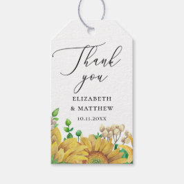 Etiquetas Para Regalos Girasoles. Agradecimiento de boda floral amarillo