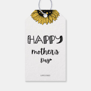 Etiquetas Para Regalos Girasoles y Corazones Personalizados para el Día d
