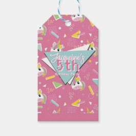 Etiquetas Para Regalos Girls Retro Pink Unicorn Birthday