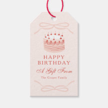 Girly Coquette Bow y Cherries Cake Cumpleaños