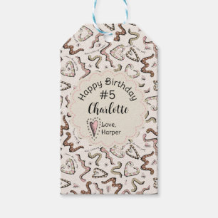Etiquetas Para Regalos Girly Pink Insects Heart Worm-ing Wishes Cumpleaño