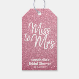 Etiquetas Para Regalos Girly Rubor Purpurina Rosa Miss a la señora Bridal