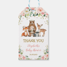 Etiquetas Para Regalos Girly Woodland Animales Pink Floral Baby Shower