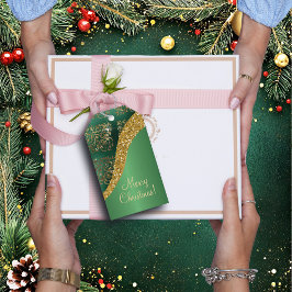 Etiquetas Para Regalos Glam Gold Purpurina Green Metallic Festive