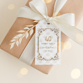 Etiquetas Para Regalos Glamoroso Oro Blanco Art Deco 40 cumpleaños