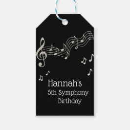 Etiquetas Para Regalos Glitzy Black & White Musical Notes Birday