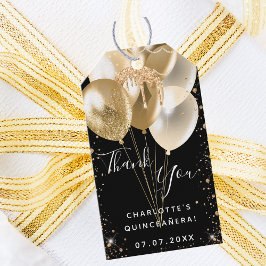 Etiquetas Para Regalos Globo de purpurina de oro negro Quinceanera gracia