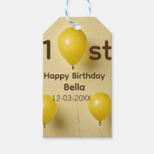 Globos amarillos cumpleaños 1er nombre fecha texto