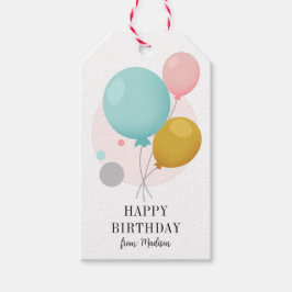 Etiquetas Para Regalos Globos coloridos Personalizados Feliz Cumpleaños