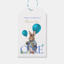 Etiquetas Para Regalos Globos de conejo de cumpleaños con nombre personal