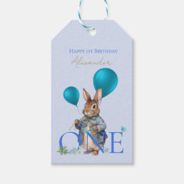 Etiquetas Para Regalos Globos de conejo de cumpleaños con nombre personal