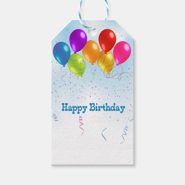 Etiquetas Para Regalos Globos de cumpleaños (Anverso)