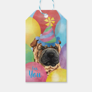 Etiquetas Para Regalos Globos de cumpleaños Shar-Pei chino
