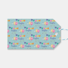 Etiquetas Para Regalos Globos de cumpleaños y estrellas en azul