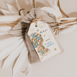 Etiquetas Para Regalos Globos de Osito de Peluche Azul Baño de Bebe Graci