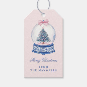 Etiquetas Para Regalos Glóbulo de nieve rosa y azul para el abuelo