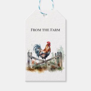Etiquetas Para Regalos Gloria de la Mañana: Gallo de Acuarela, personaliz