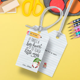 Etiquetas Para Regalos Gnome De Apreciación Del Profesor Con Libros