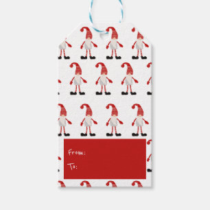 Etiquetas Para Regalos Gnome Dibujado a Mano de Navidad Patrón Nórdico Ro