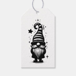 Etiquetas Para Regalos Gnome Feliz Navidad Chic Grunge Negro y Blanco