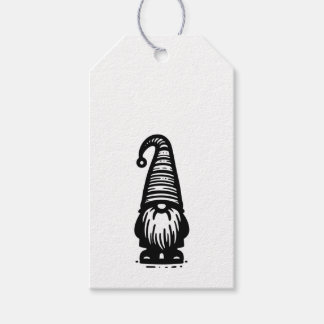 Etiquetas Para Regalos Gnome Merry Christmas Black & White Cute Doodle