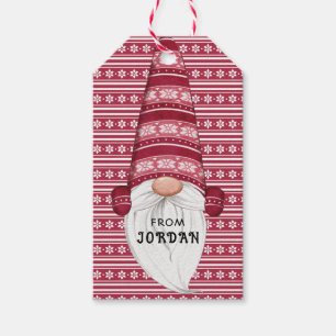 Etiquetas Para Regalos Gnome nórdico rojo personalizado