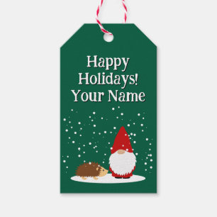 Etiquetas Para Regalos gnomo de Navidad y erizo lindo personalizado