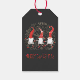 Etiquetas Para Regalos Gnomos Caprichoso Feliz Navidad Rojo Negro
