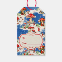 Gnomos y casas de hongos navideños vintage