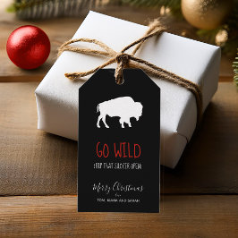 Etiquetas Para Regalos Go Wild White Buffalo Black and White Plaid ID602