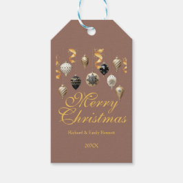 Etiquetas Para Regalos Gold and Black Christmas Baubles