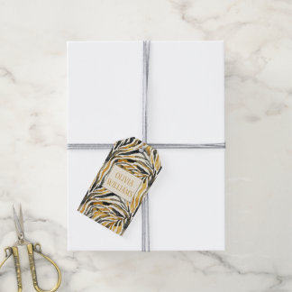 Etiquetas Para Regalos Gold Black Zebra Print Pattern