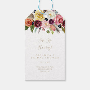 Etiquetas Para Regalos Gold Boho Floral Sip Sip Hooray Bridal Shower