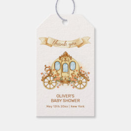 Etiquetas Para Regalos Gold Elegant Flower Prince Carriage Baby Shower