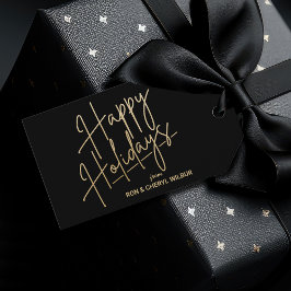 Etiquetas Para Regalos Gold Happy Holidays Luxe Black