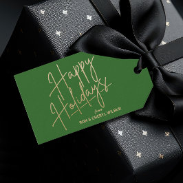 Etiquetas Para Regalos Gold Happy Holidays Luxe Green
